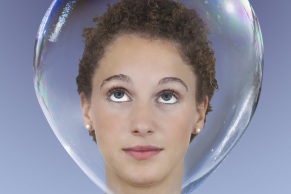 Kopf in einer Seifenblase